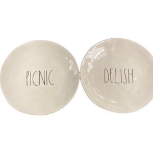 Rae Dunn plates. Set of 2. Melamine.”Picnic” & “Delish”.